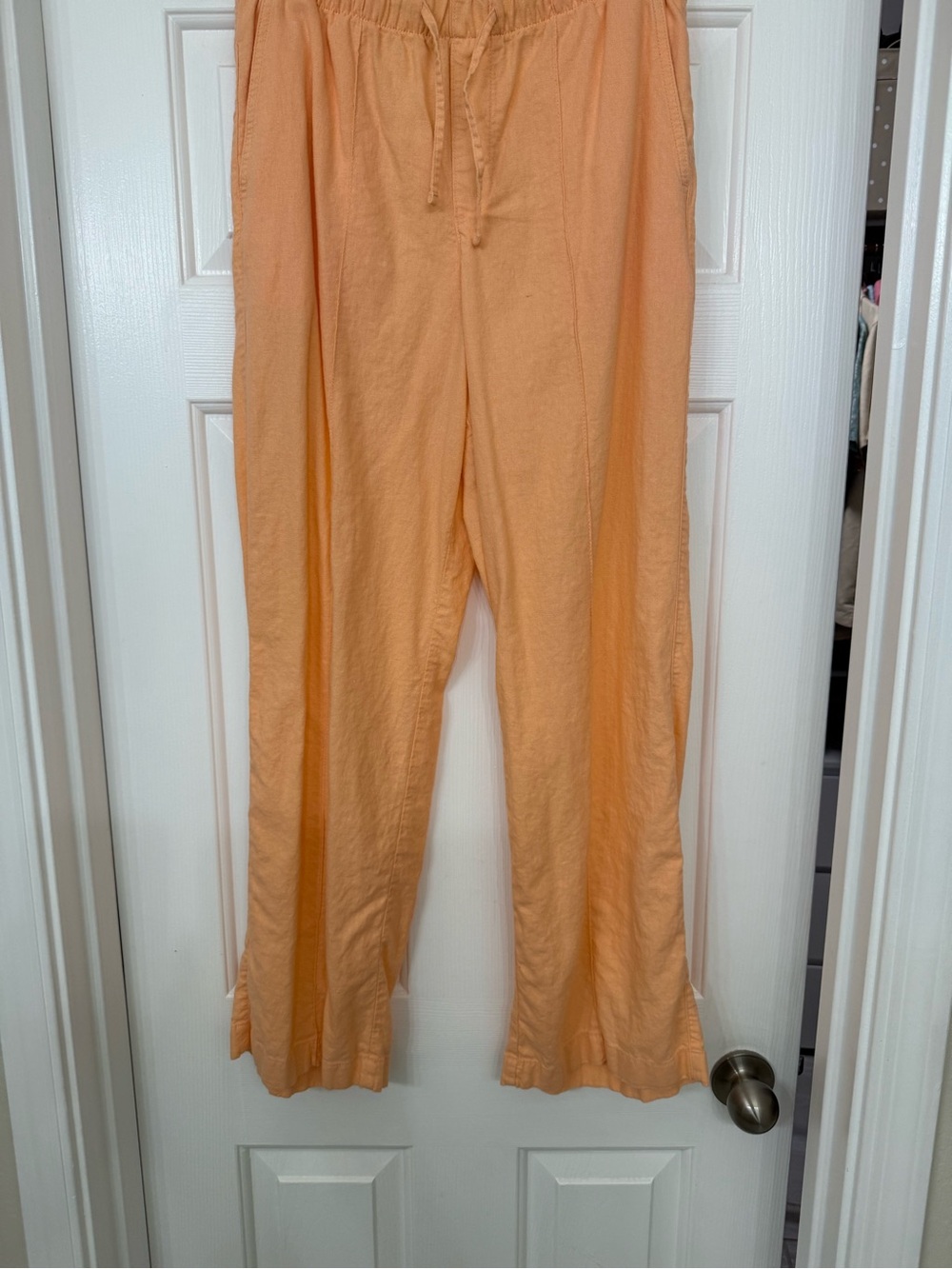 GAP- NWOT- Light Peach pull on, Drawstring wide leg Linen Pants